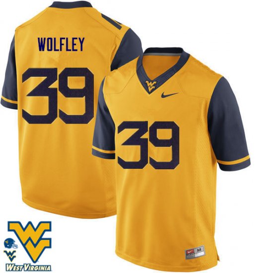 Men's West Virginia Mountaineers NCAA #39 Maverick Wolfley Gold Authentic Nike Stitched College Football Jersey UC15X02YS